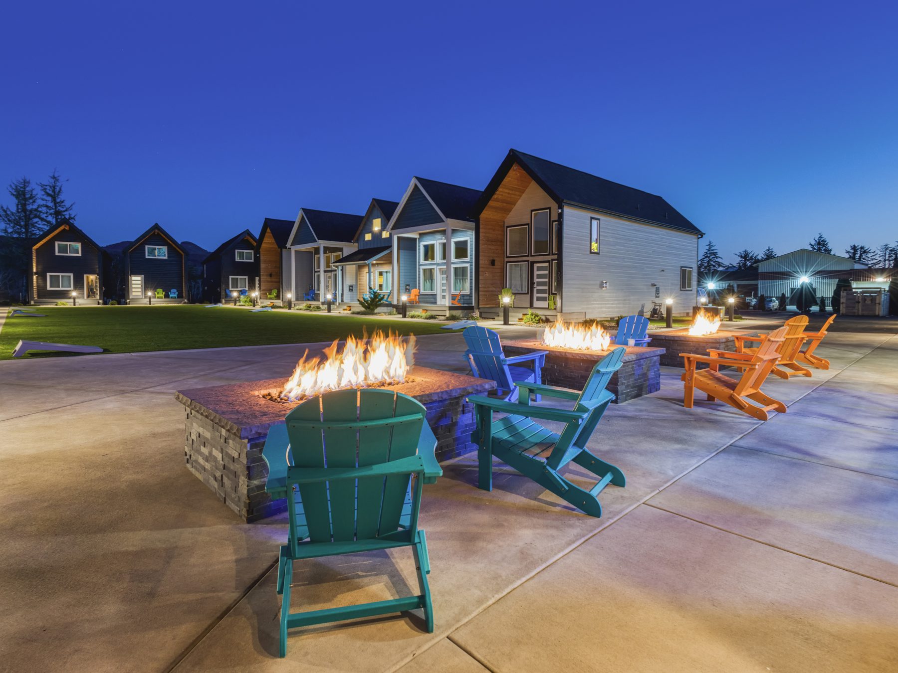 Evening firepits at The Commons